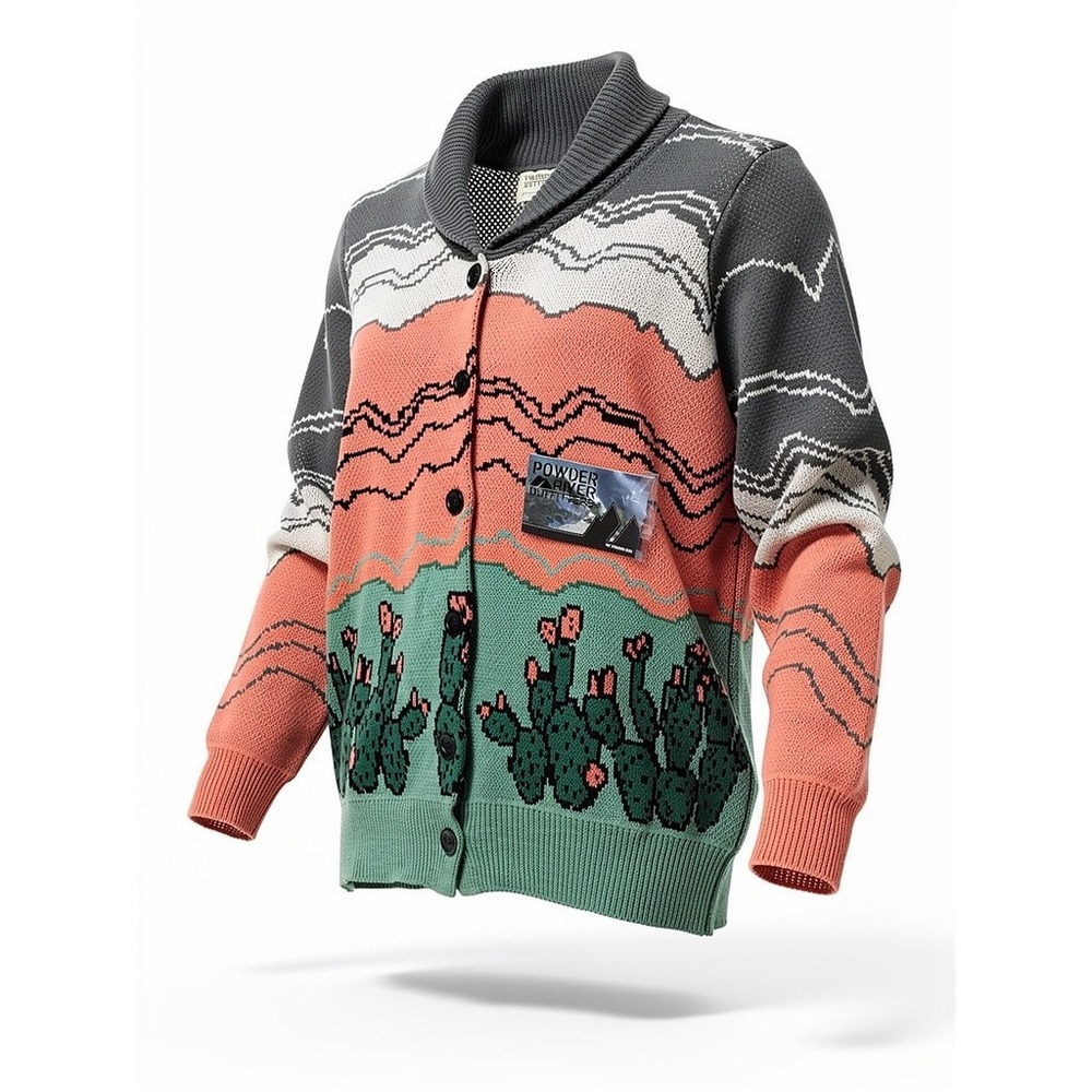 Powder River Outfitters Southwestern‎ Desert Cactus Collar Cardigan Sweater L